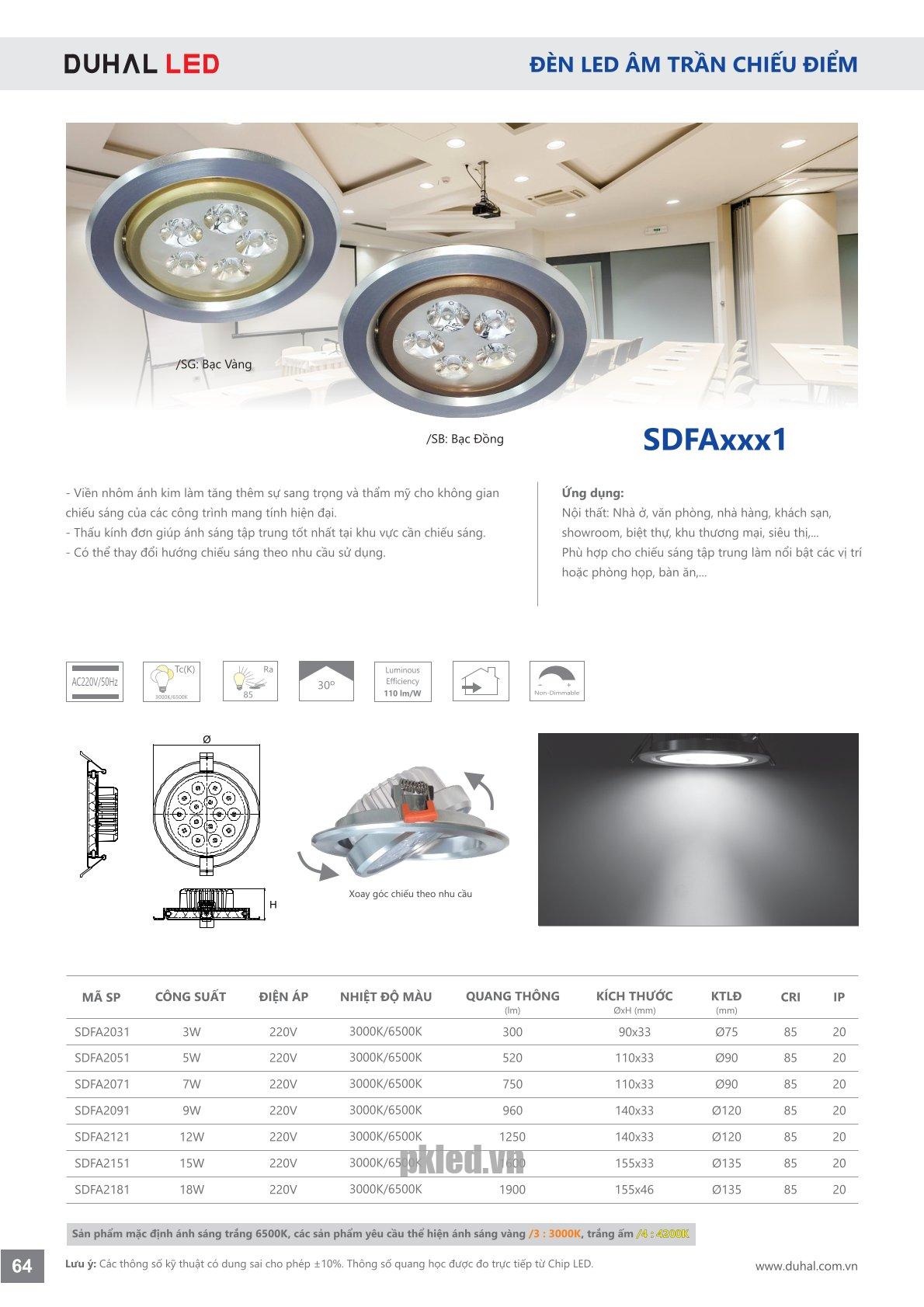 Trang 64- Tài liệu kỹ thuật đèn led Duhal series SDFAxxx1