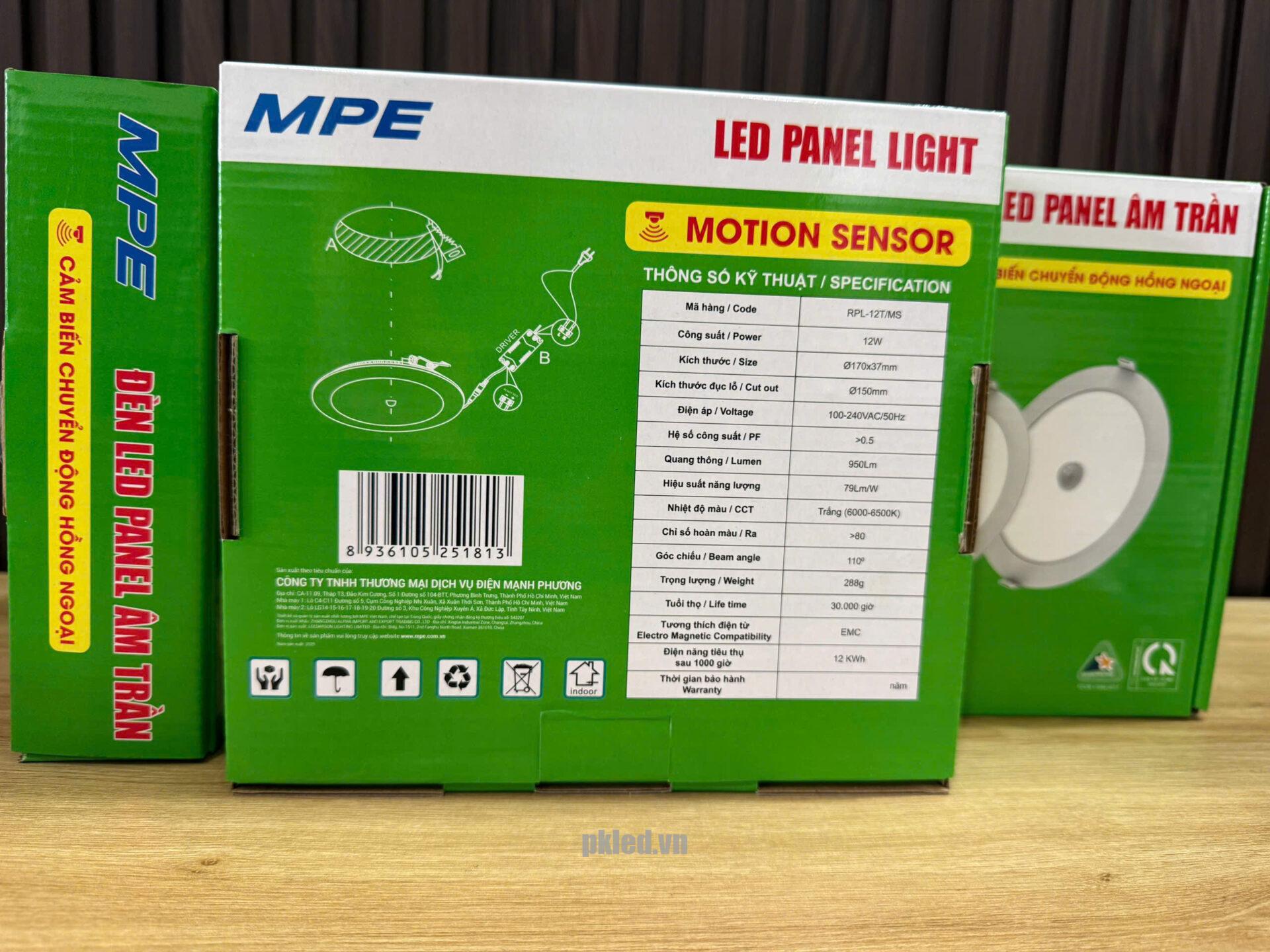 Đèn cảm biến chuyển động 12W RPL-12T/MS MPE